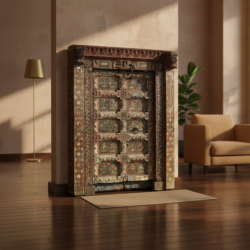BRASS STUDDED RECLAIMED TEAK DOOR